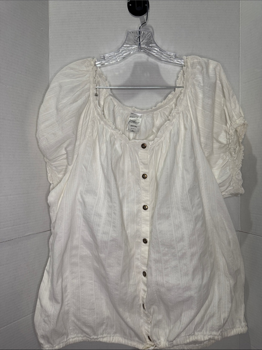 White Cotton Peasant Blouse Plus Size Boho Cottagecore Renaissance Faire